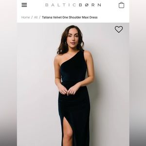 Velvet One Shoulder Maxi Dress | Navy size: L